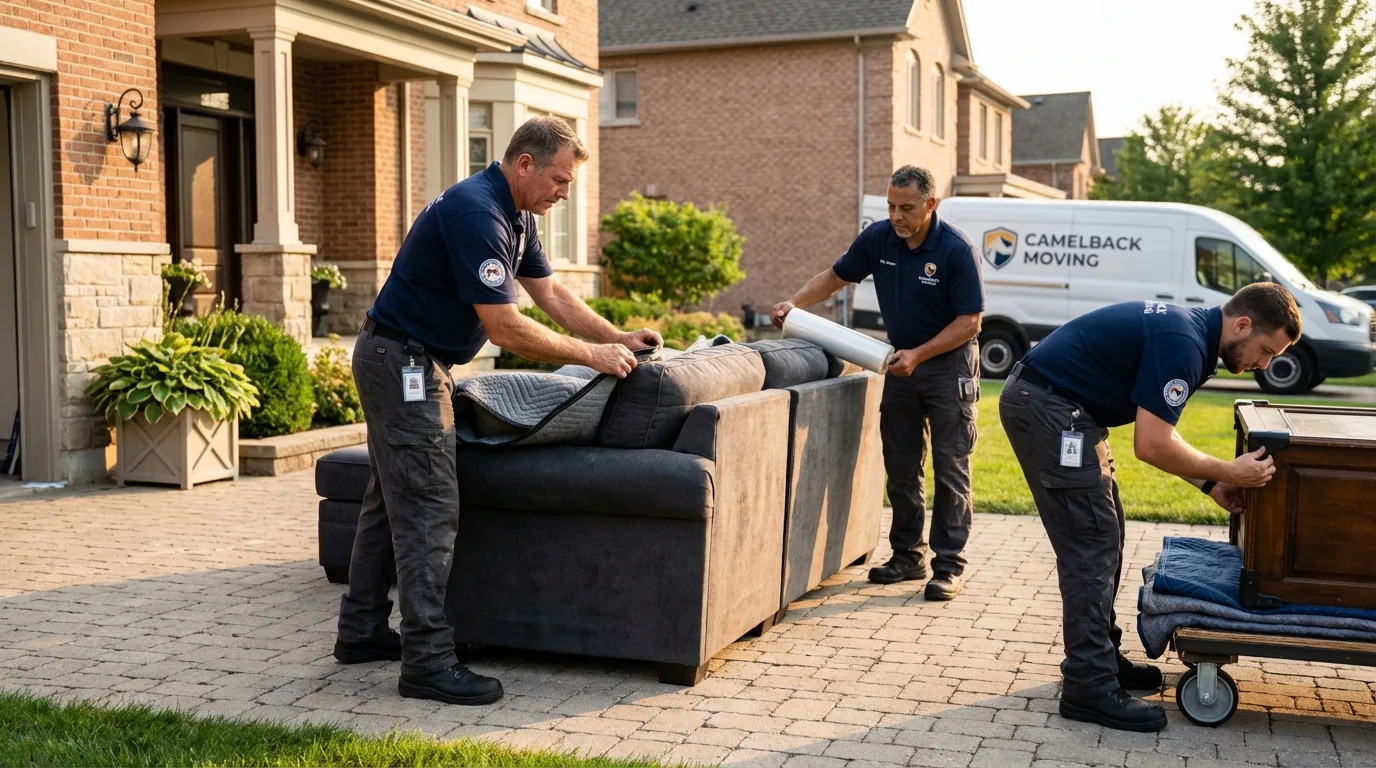 Large estate moving crew wrapping furniture in Elizabethtown, NC