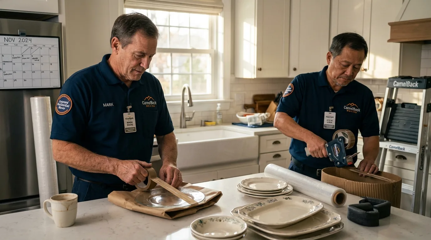 Professional crew packing kitchen dishware in Elizabethtown, NC